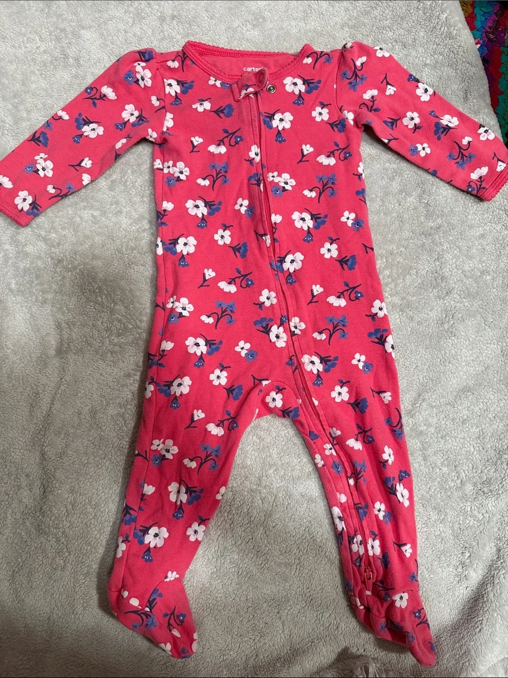 Carter's Pink Floral Zip-Up Baby One-Piece